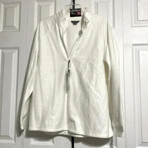 Eddie Bauer cream polar fleece 1/4 zipper shirt NWT